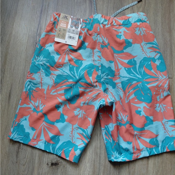 ZeroXposur Coral and Teal Floral Swim Shorts - Picture 1 of 5